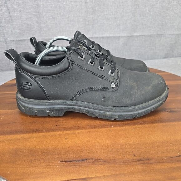 Skechers Other - Skechers Black Segment Rilar Leather Oxford Work Shoes Mens Size 9  SN 64260